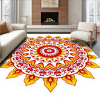 Radiant Red Yellow Mandala Pattern Rug