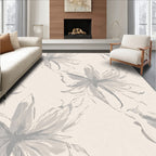 Soft Gray Floral Sketch Pattern Rug