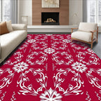 White Ornate Floral Pattern Rug