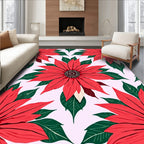Bold Red Floral Pattern Rug
