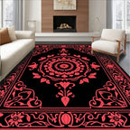 Vintage Red Floral Mandala Design Rug