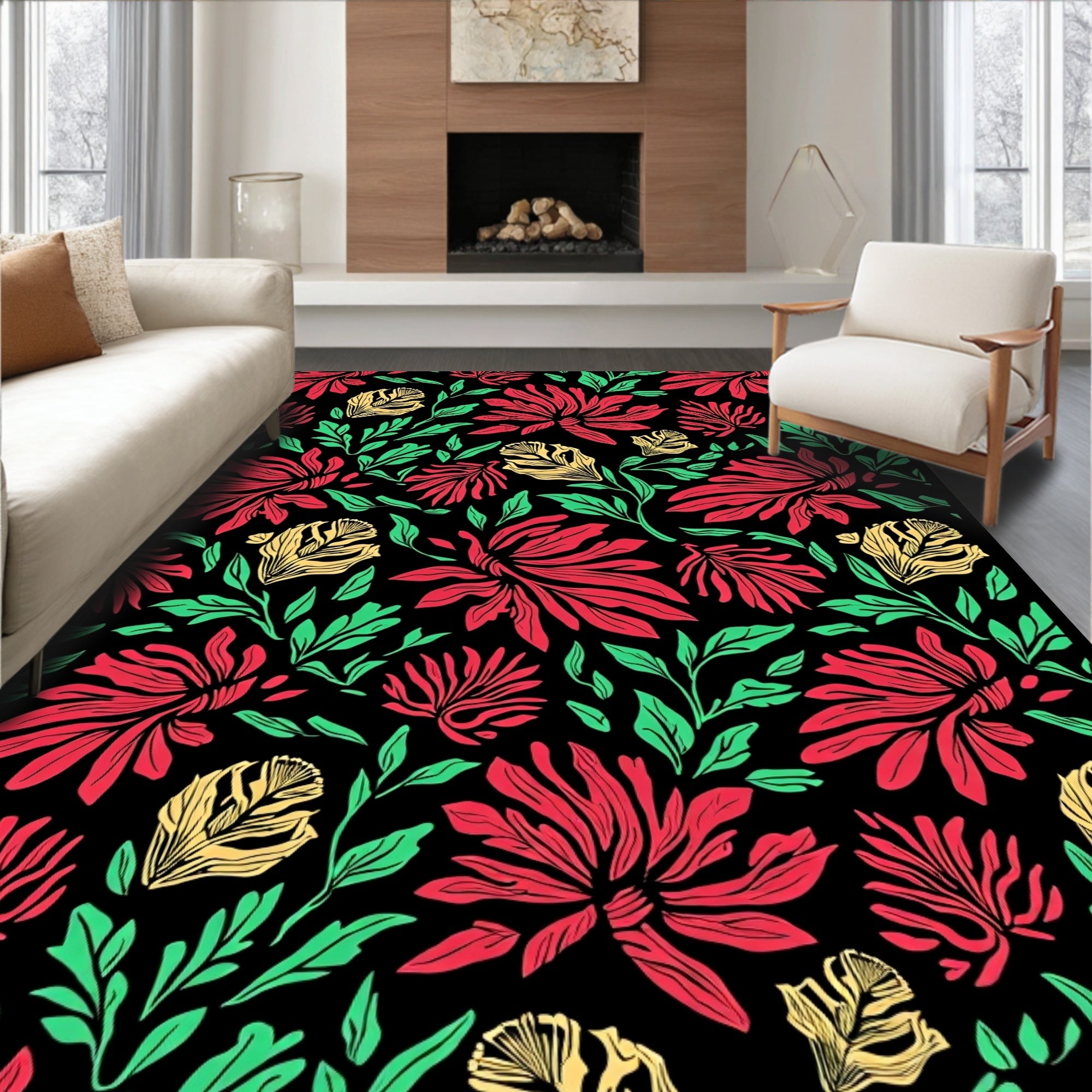 Bold Floral Pattern Design Rug