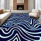 Navy Blue Swirl Pattern Rug