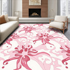 Pink Floral Swirl Decorative Design Rug