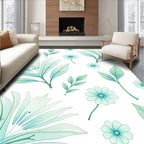 Mint Floral Leaf Pattern Rug