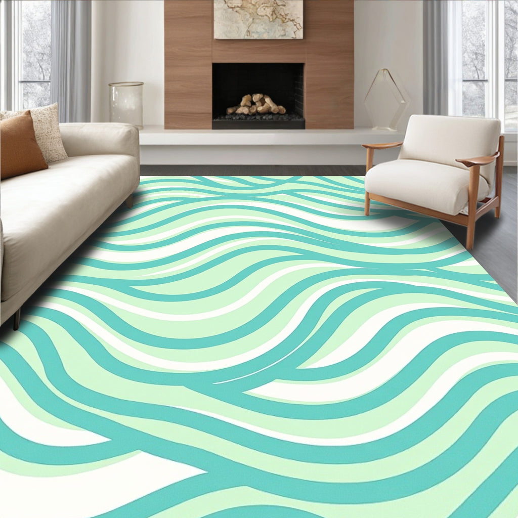 Cool Tone Wave Pattern Rug