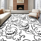 Sketchy Skull Pattern Design Rug
