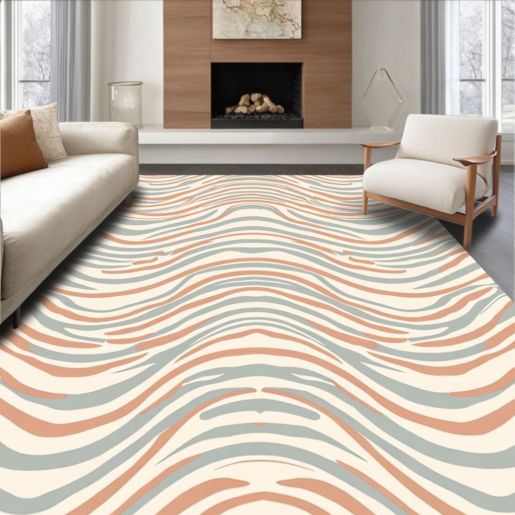 Abstract Wavy Stripes Pattern Rug