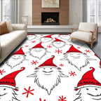 Christmas Gnome Red Hat Whimsical Snowflakes Rug