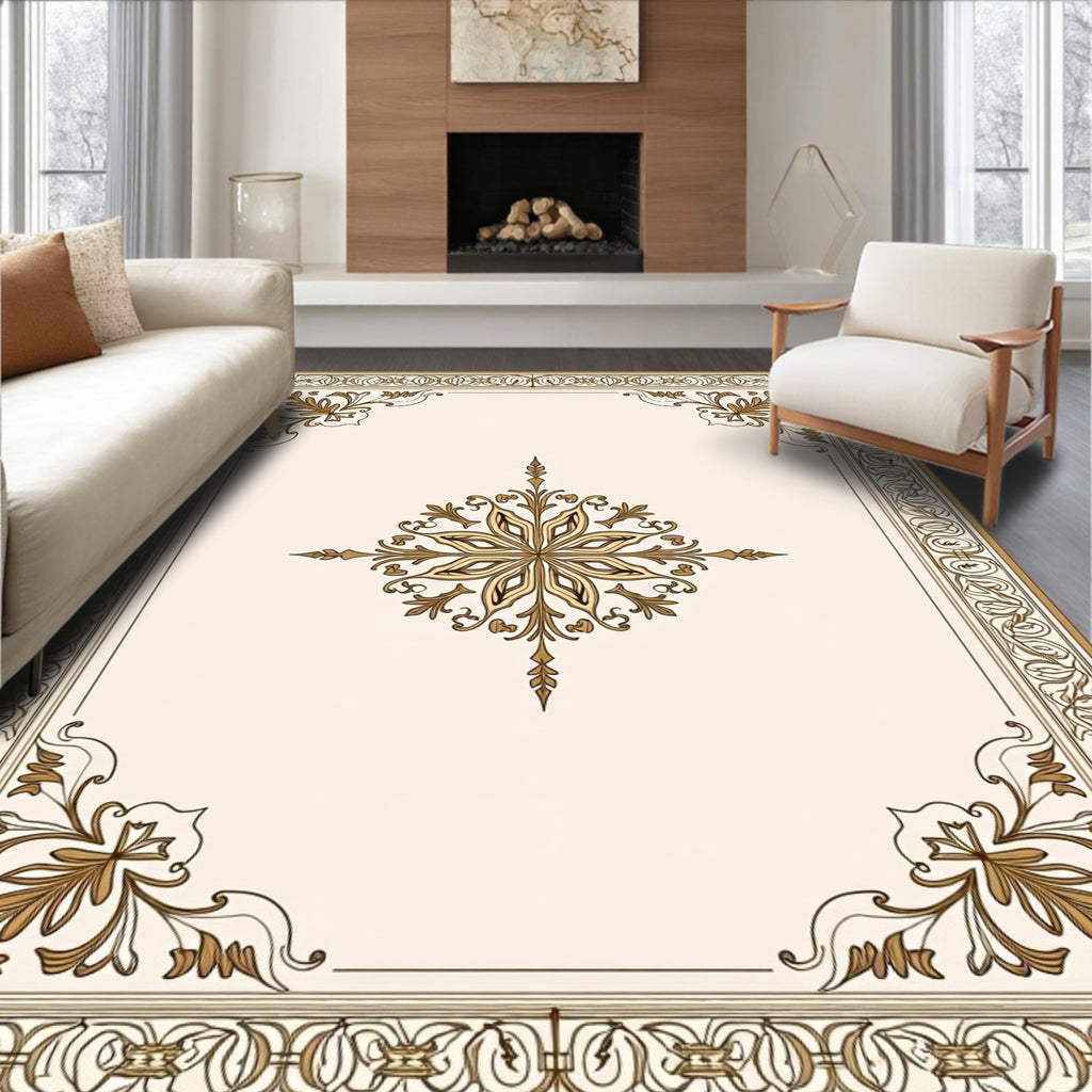Classic Floral Border Medallion Design Rug