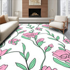 Elegant Pink Floral Vine Pattern Rug