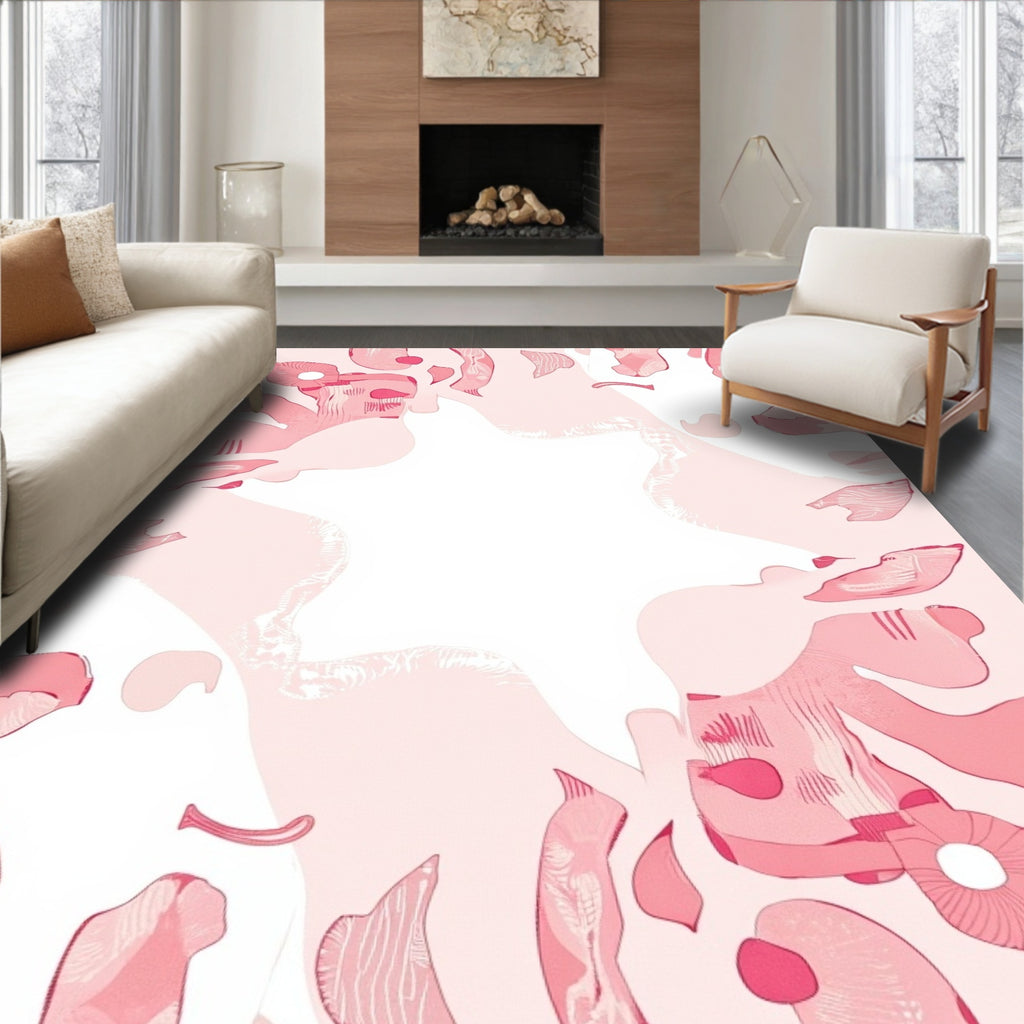 Abstract Pink Organic Shapes Rug