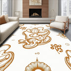 Gold Floral Ink Sketch Pattern Rug