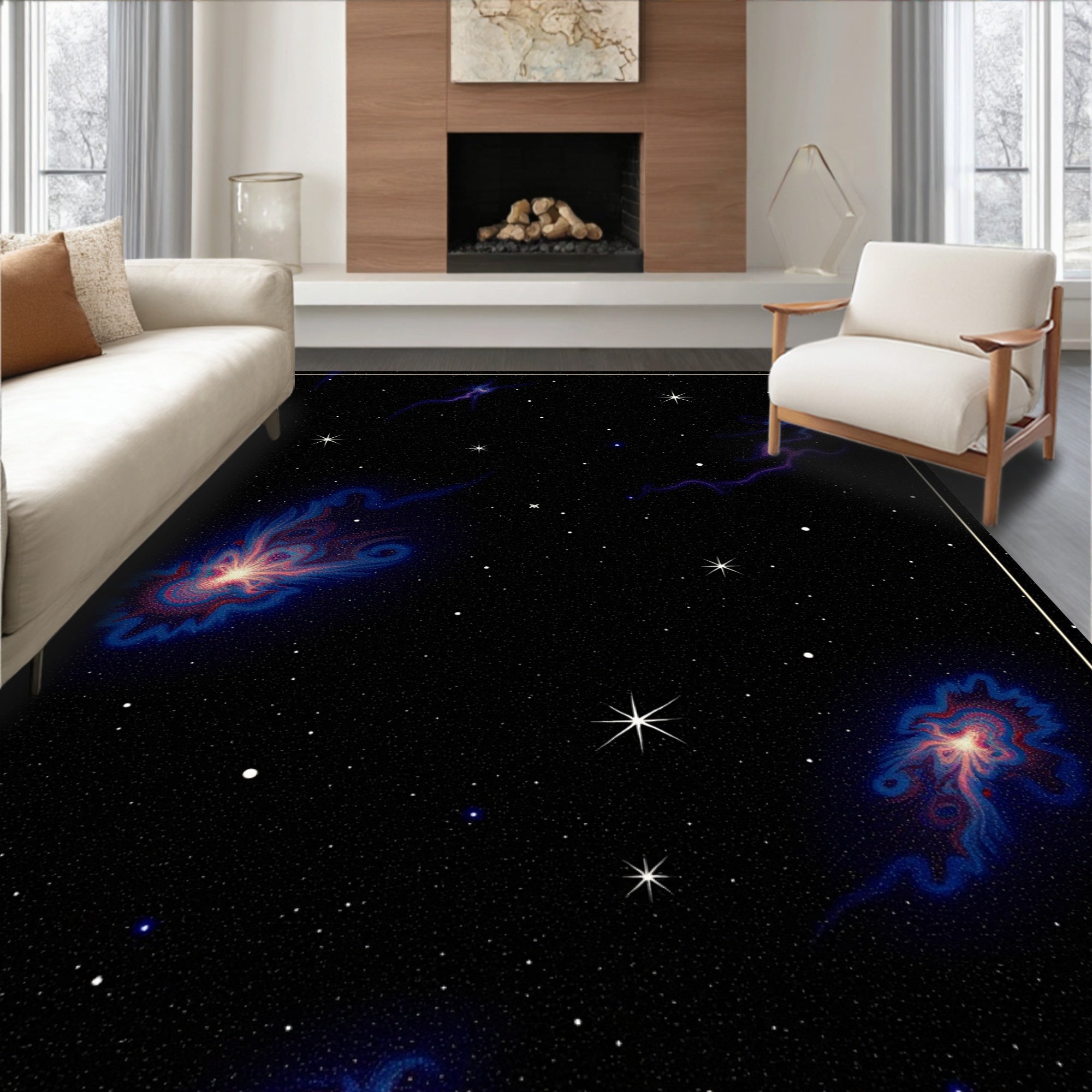 Cosmic Nebula Swirls Pattern Rug