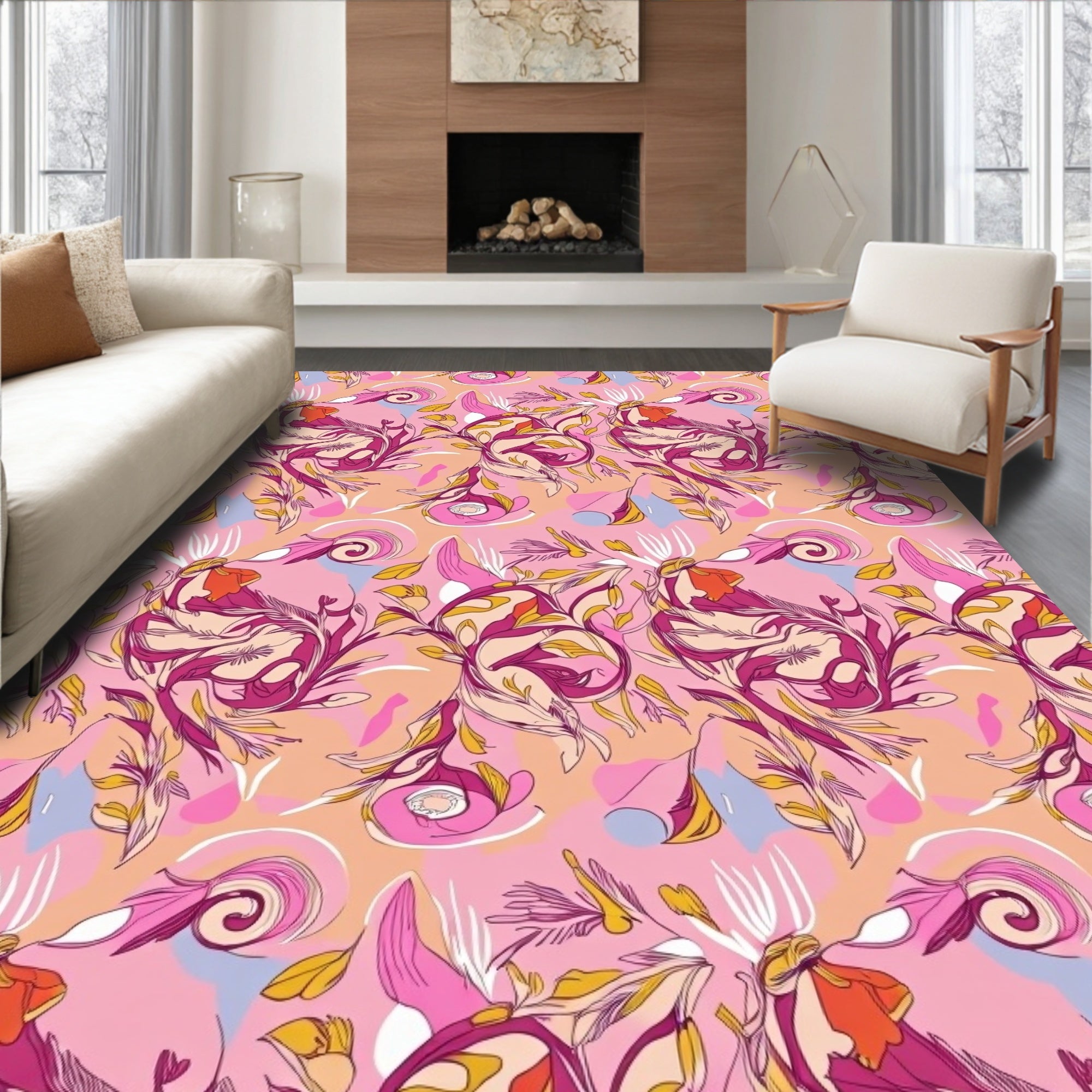 Vintage Floral Swirls Pattern Rug