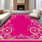 Vibrant Floral And Circular Border Design Rug