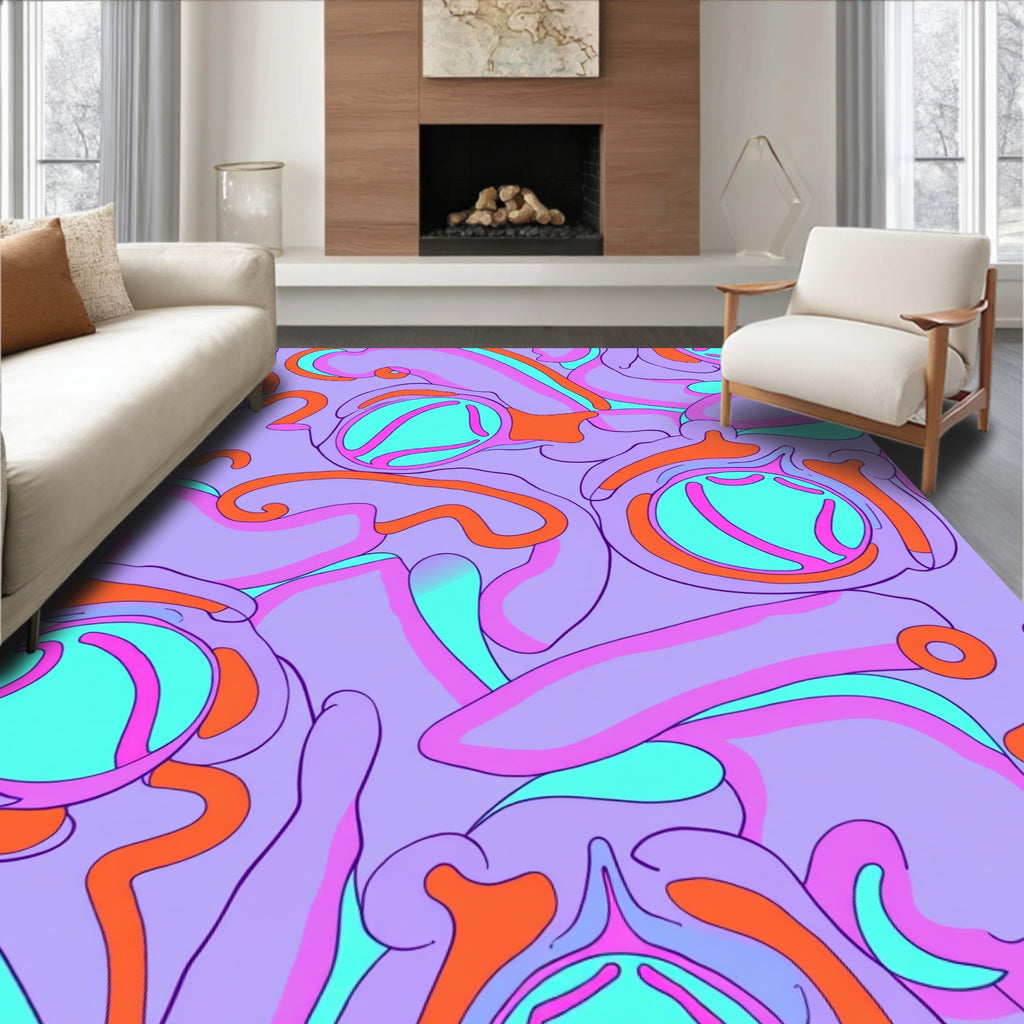 Psychedelic Swirl Bubble Pattern Rug