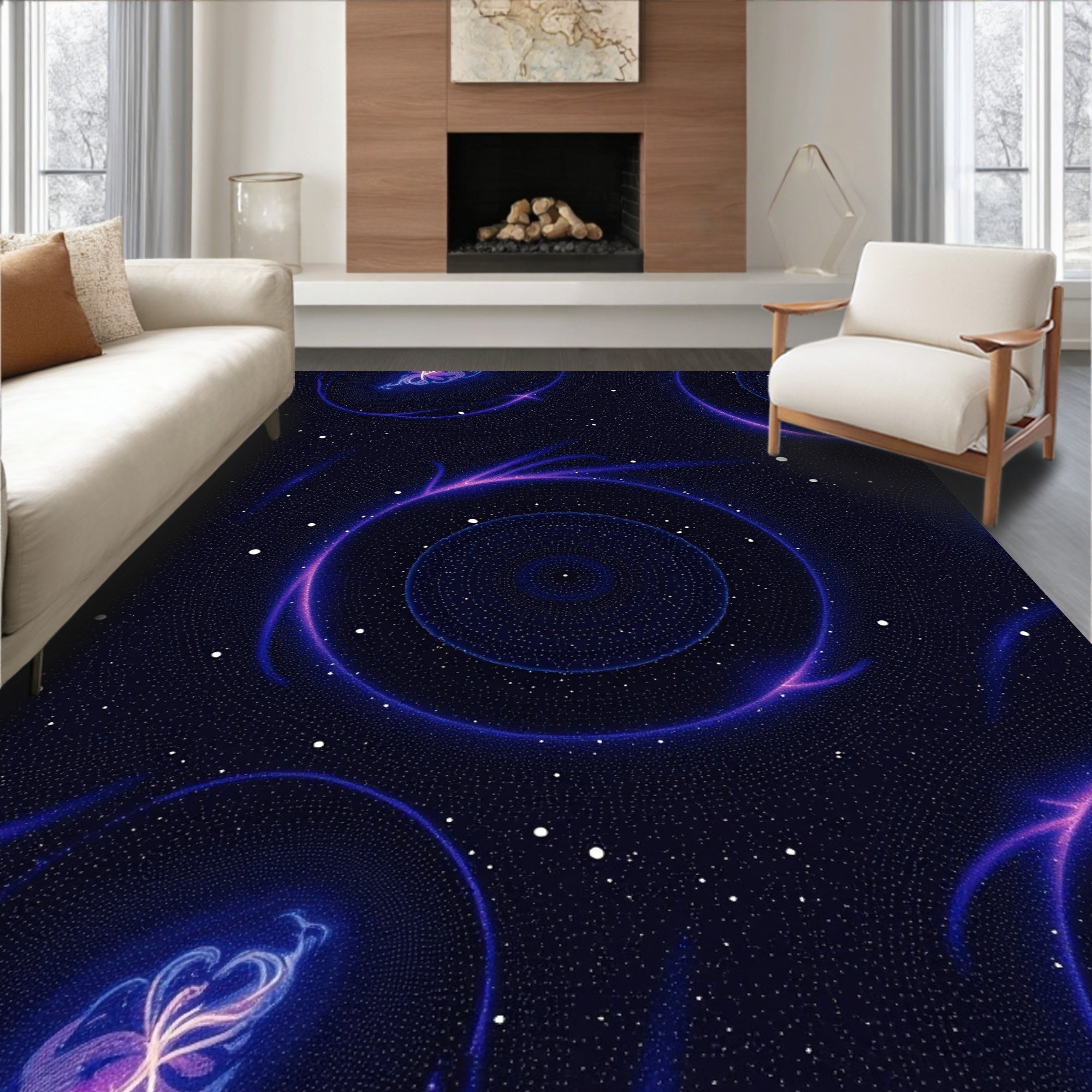 Cosmic Swirls Stardust Pattern Rug