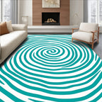 Turquoise Wavy Spiral Pattern Rug
