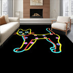 Neon Cat With Polka Dot Pattern Rug
