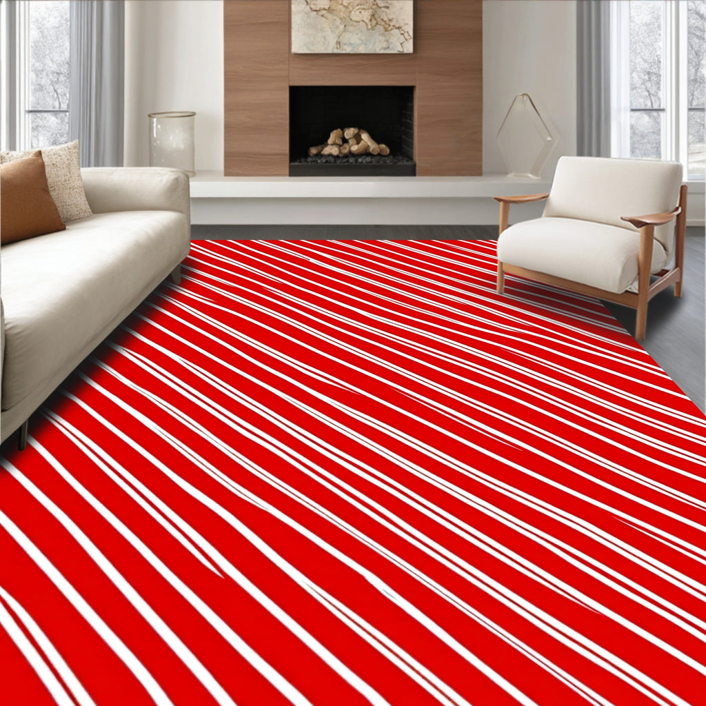 Hand Drawn Candy Cane Stripe Pattern Rug