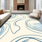 Blue Flowing Lines Organic Pattern Rug