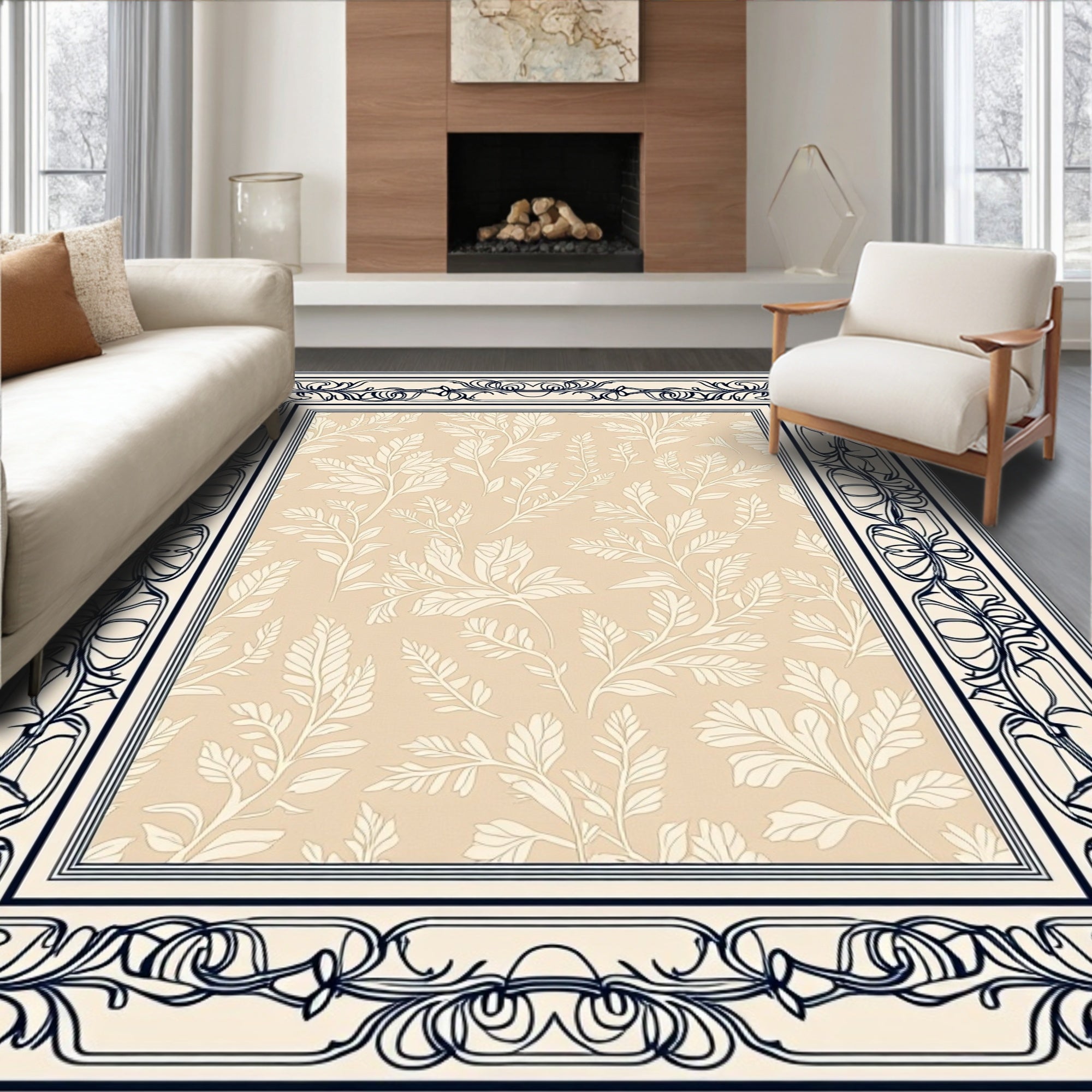 Art Nouveau Floral Border Rug