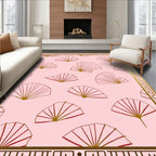 Pink Fan Pattern with Golden Border Rug