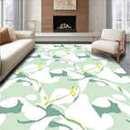 Abstract Lily Pattern In Mint Green Rug