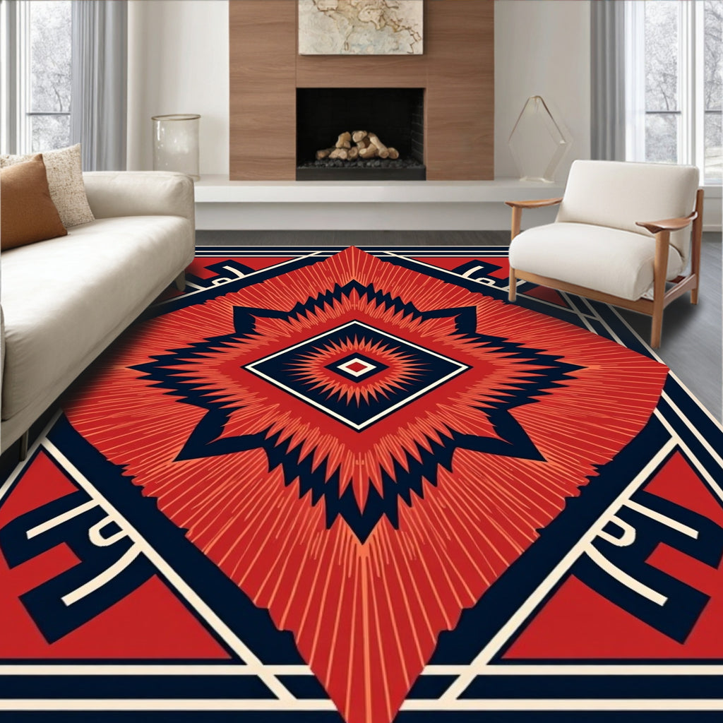 Bold Geometric Sunburst Design Rug