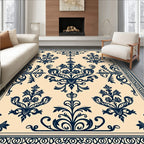 Ornate Damask Floral Motif Pattern Rug