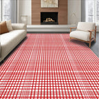 Red Gridded Modern Pattern Rug