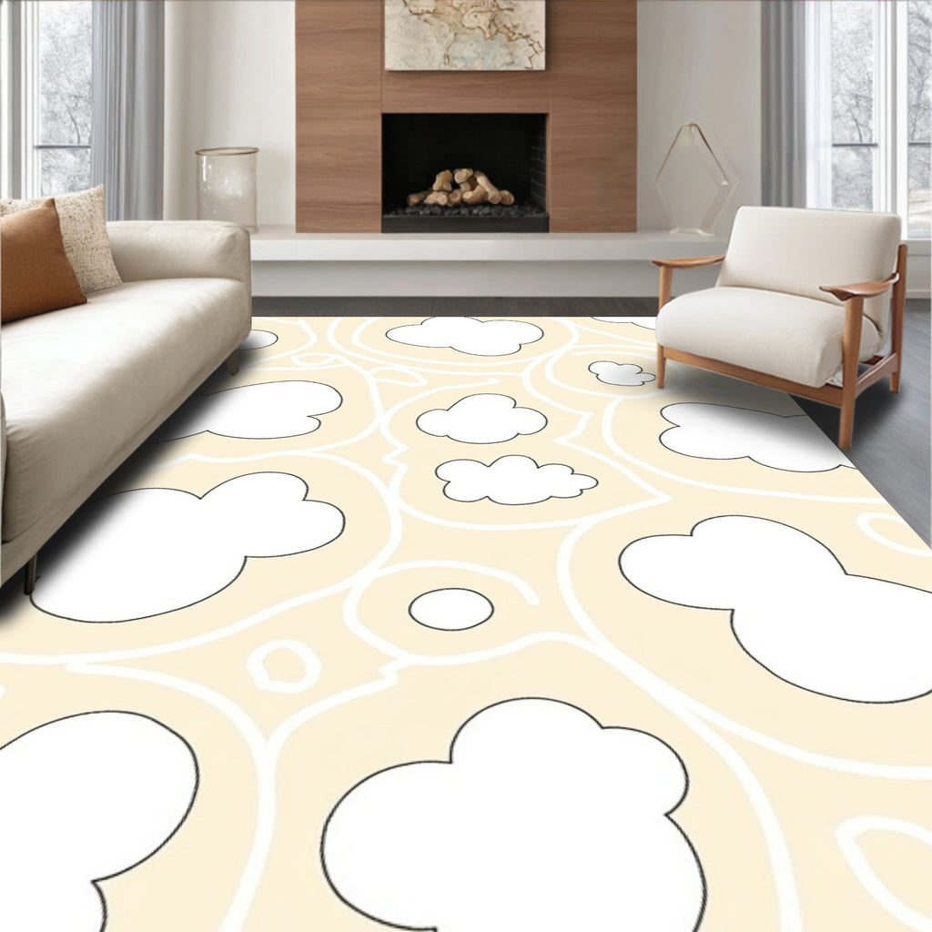 Stylized Clouds and Swirls Pattern Rug