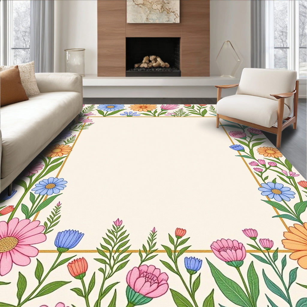 Vibrant Floral Patterned Meadow Rug