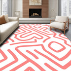 Abstract Coral Maze Pattern Rug
