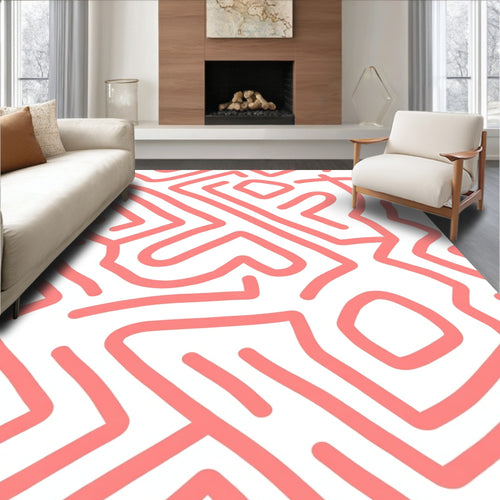Abstract Coral Maze Pattern Rug