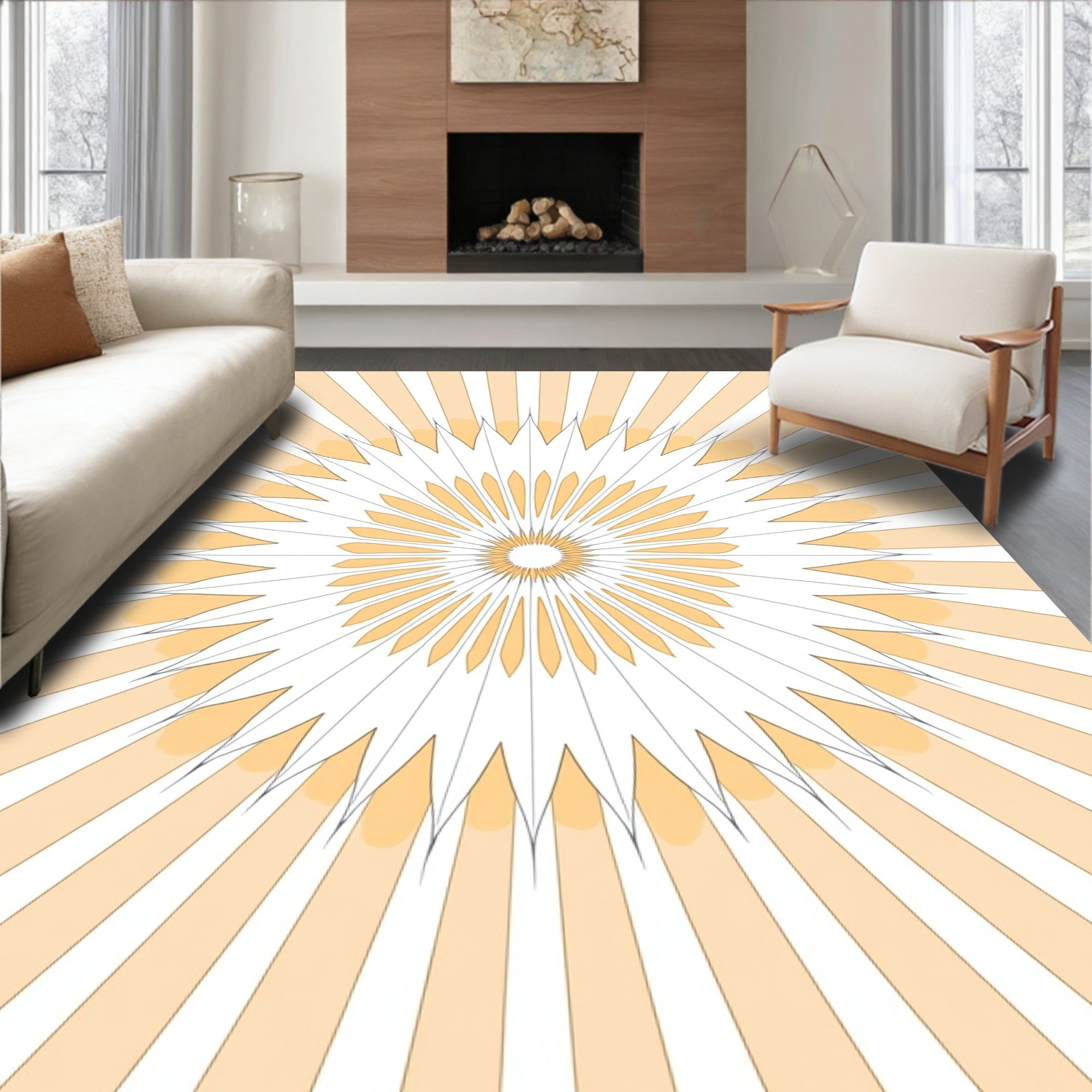 Radiant Sunburst Petal Pattern Rug