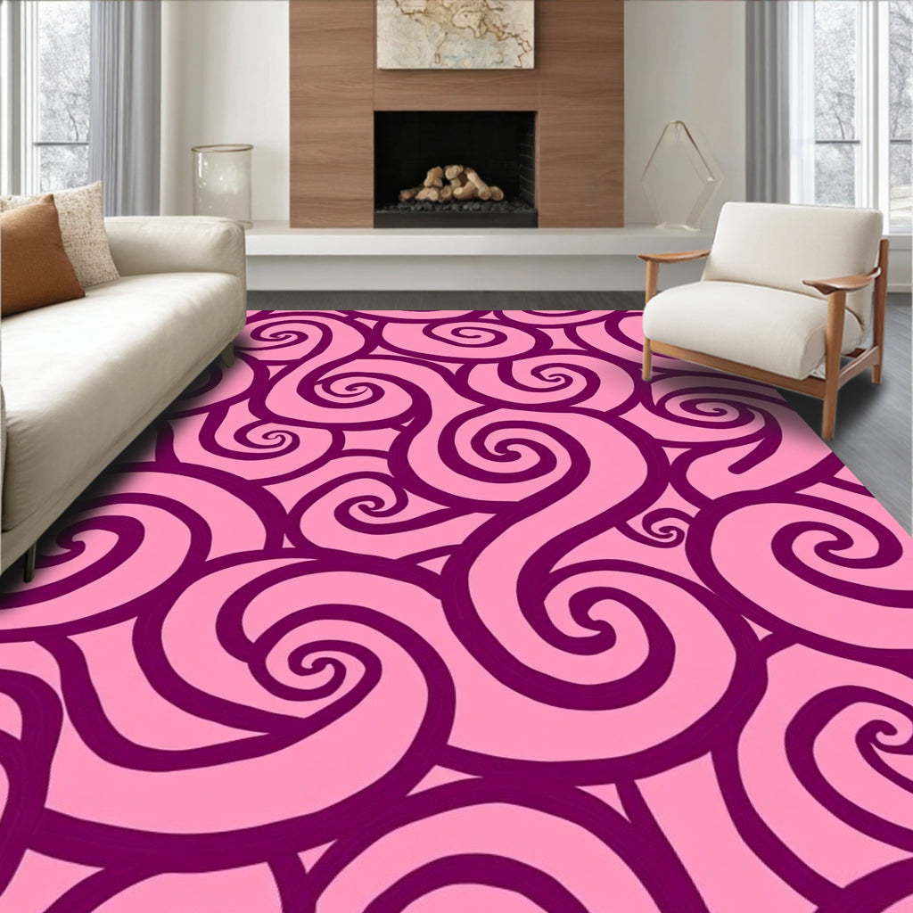 Pink Swirl Pattern Design Rug