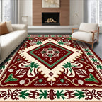 Intricate Floral Diamond Border Rug