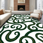 Elegant Scrollwork Green Gold Design Rug
