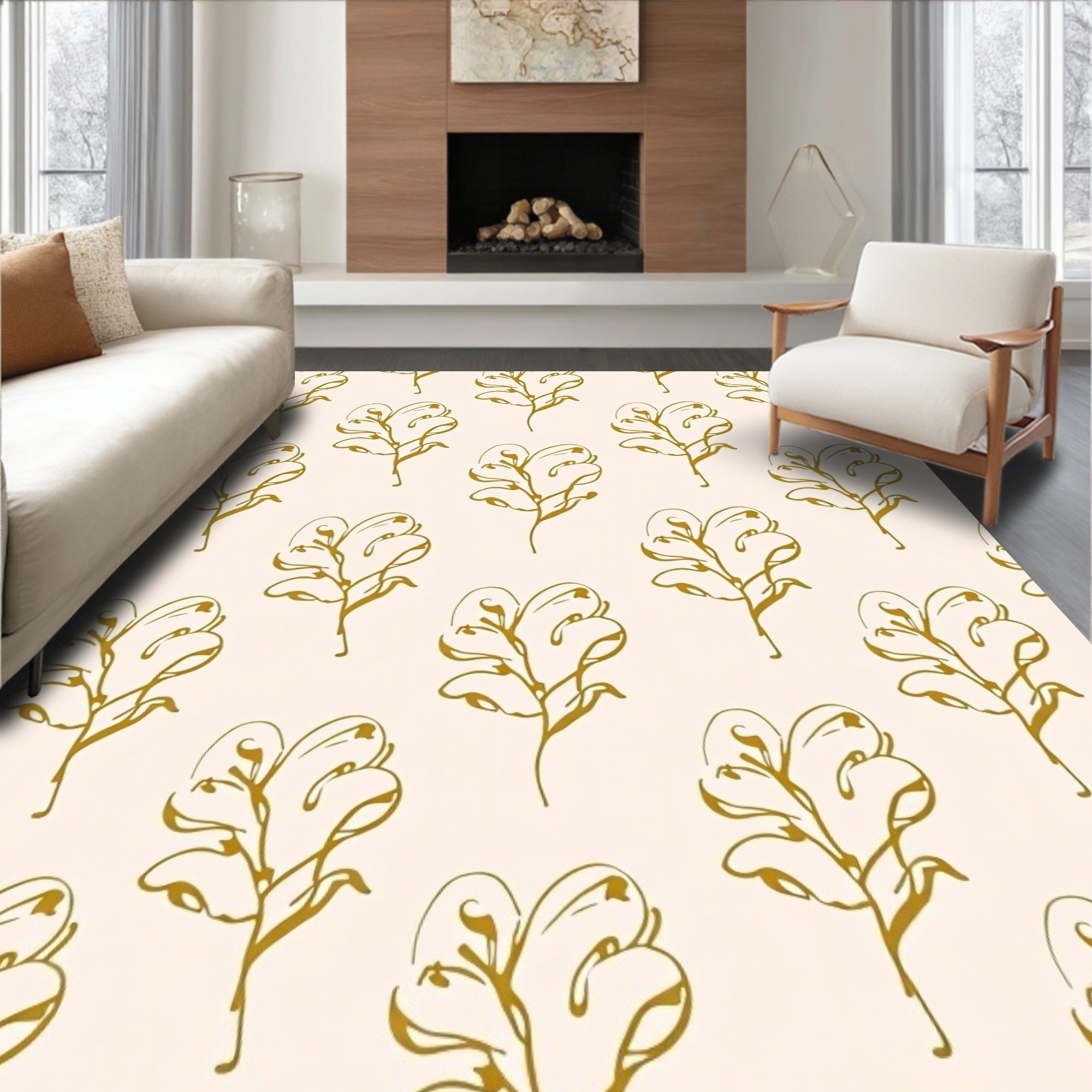 Minimalist Leaf Pattern Design Rug