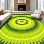 Lime Green Radial Sunburst Pattern Rug