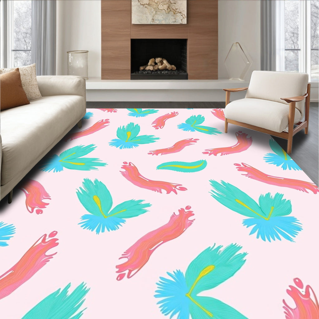 Abstract Brushstroke Floral Pattern Rug