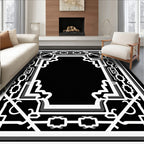 Art Deco Black White Geometric Frame Rug