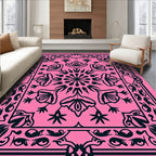 Delicate Floral Symmetry Patterned Rug
