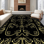 Elegant Golden Floral Scrollwork Design Rug