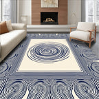 Abstract Swirl Geometric Border Design Rug