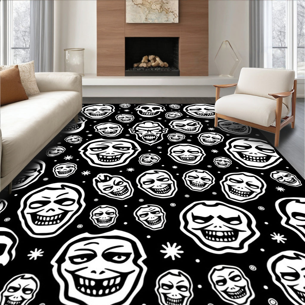 Grotesque Skull Graphic Pattern Rug