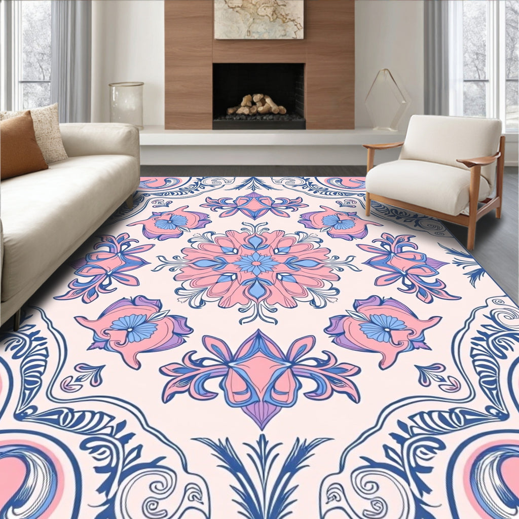 Intricate Floral Mandala Design Rug