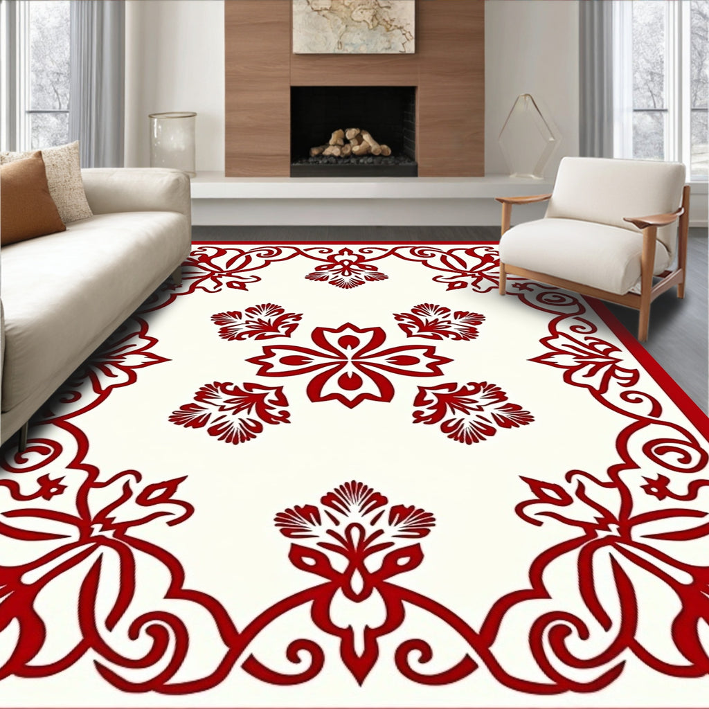 Grand Red Floral Medallion Design Rug